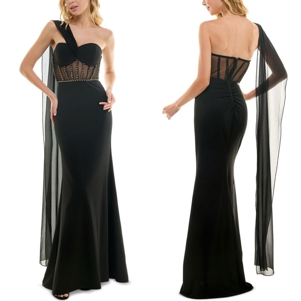 NWT City Studio Juniors Womens Metallic Full Length Evening Dress Size 7/8